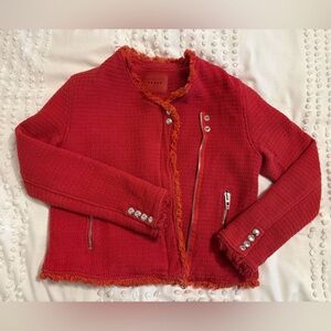 Blank NYC Textured Red Jacket with Fringe